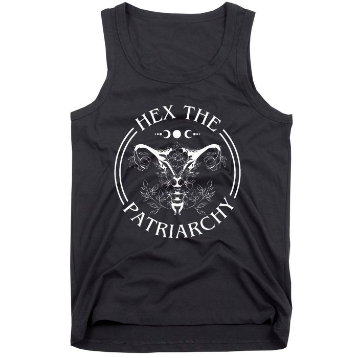 Hex The Patriarchy Floral Moon Feminist Witch Symbols Design Tank Top