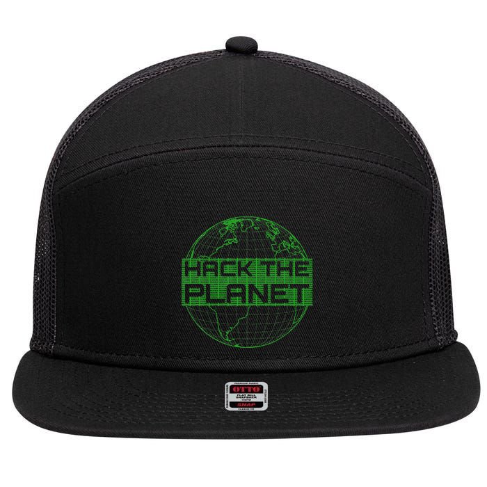 Hack The Planet Software Developer Green Design 7 Panel Mesh Trucker Snapback Hat
