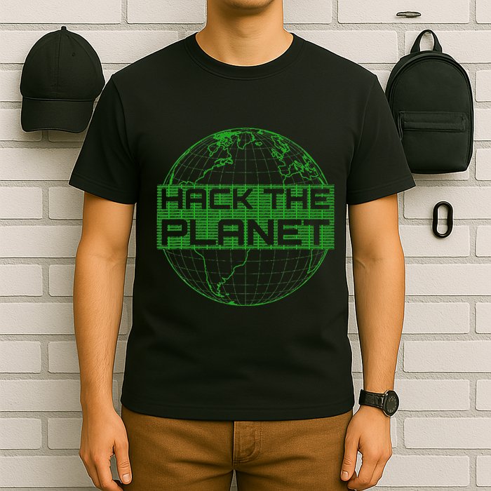 Hack The Planet Software Developer Green Design T-Shirt