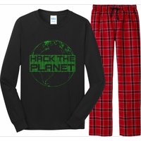 Hack The Planet Software Developer Green Design Long Sleeve Pajama Set