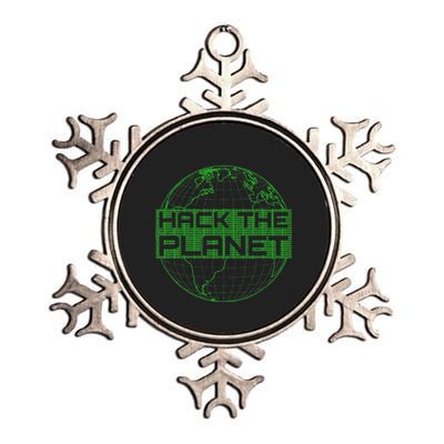 Hack The Planet Software Developer Green Design Metallic Star Ornament