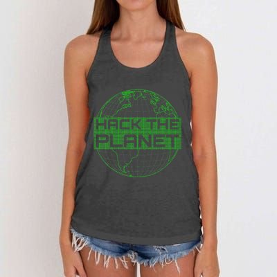 Hack The Planet Software Developer Green Design Women's Knotted Racerback Tank