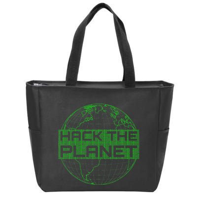 Hack The Planet Software Developer Green Design Zip Tote Bag