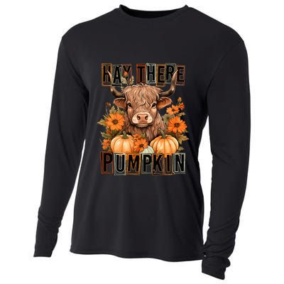 Hay There Pumkin Highland Cow Fall Autumn Thanksgiving Cooling Performance Long Sleeve Crew