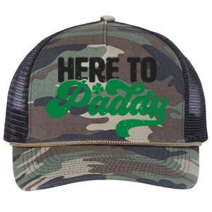 Here To Paddy Gift Funny Saint Patrick's Day Gift Retro Rope Trucker Hat Cap