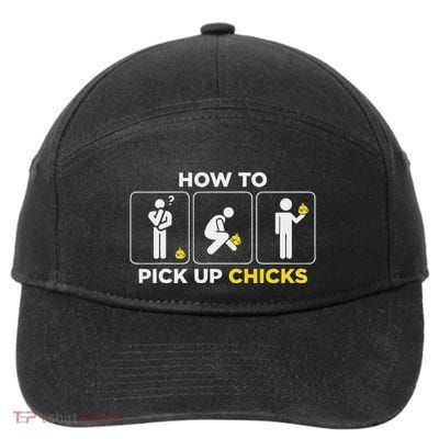 How To Pick Up Chicks Funny Meme Joke Gag 7-Panel Snapback Hat