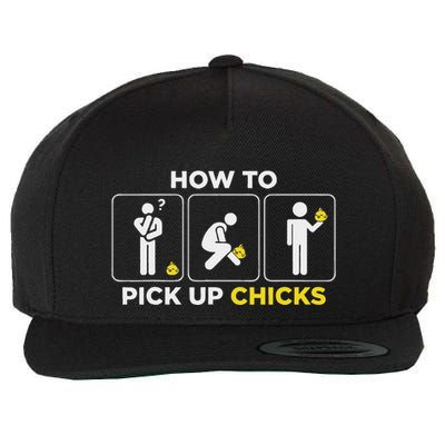 How To Pick Up Chicks Funny Meme Joke Gag Wool Snapback Cap