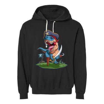 Halloween TRex Pirate Costume Garment-Dyed Fleece Hoodie