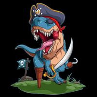 Halloween TRex Pirate Costume Flatbill Hat