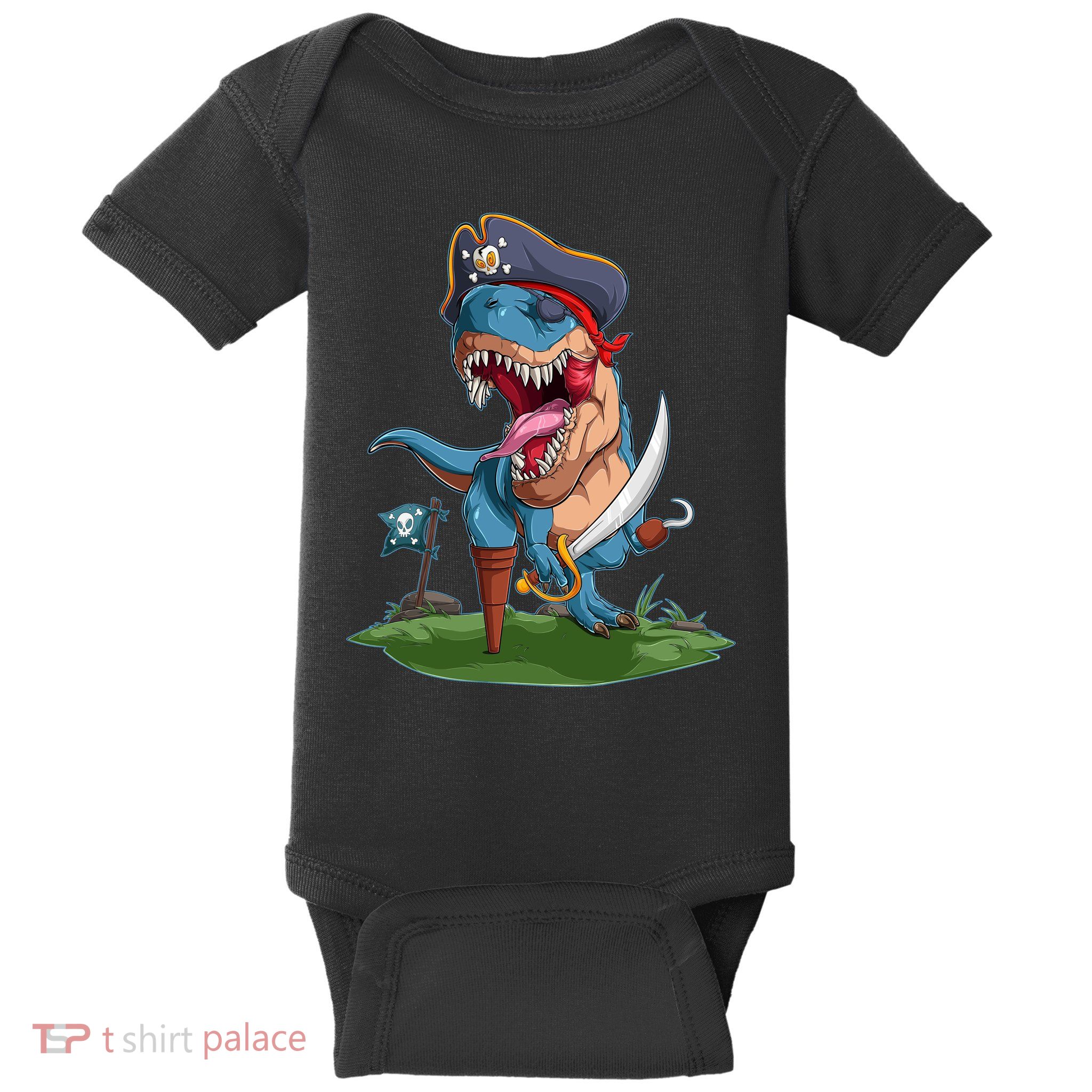 Halloween TRex Pirate Costume Baby Bodysuit