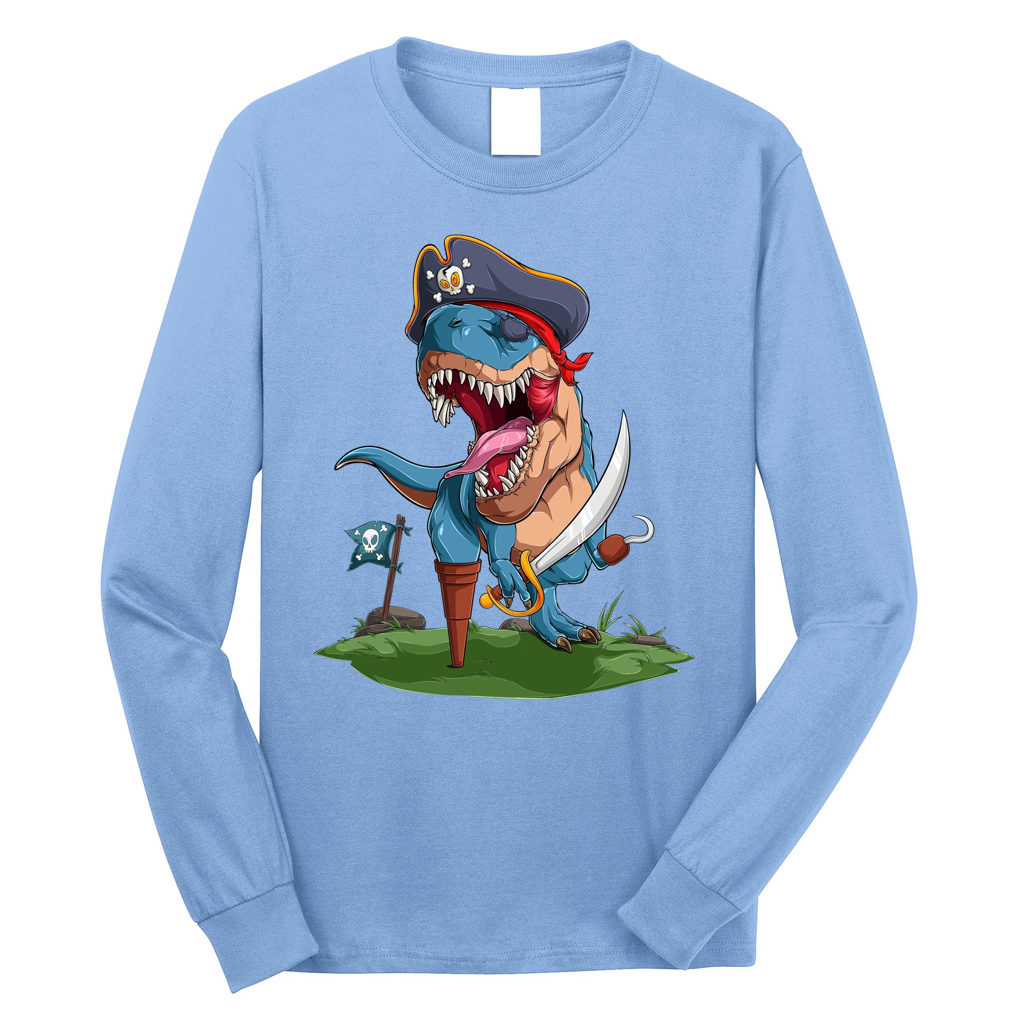 Halloween TRex Pirate Costume Long Sleeve Shirt