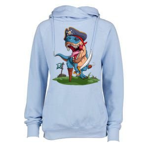 Halloween TRex Pirate Costume Womens Funnel Neck Pullover Hood