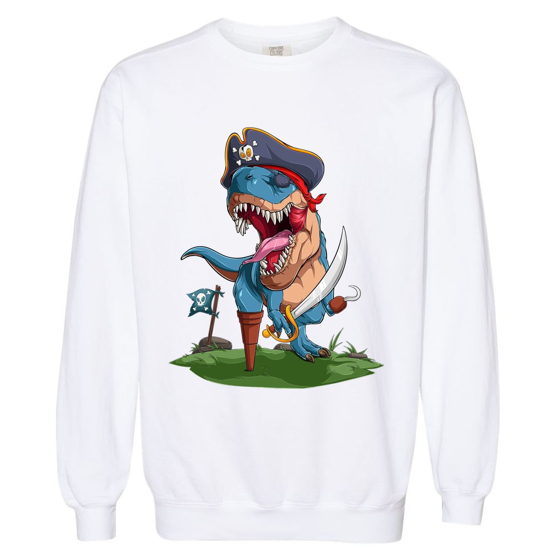 Halloween TRex Pirate Costume Garment-Dyed Sweatshirt