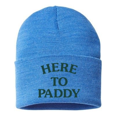 Here To Paddy Big Title St Patrick's Day Cute Gift Sustainable Knit Beanie