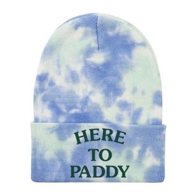 Here To Paddy Big Title St Patrick's Day Cute Gift Tie Dye 12in Knit Beanie