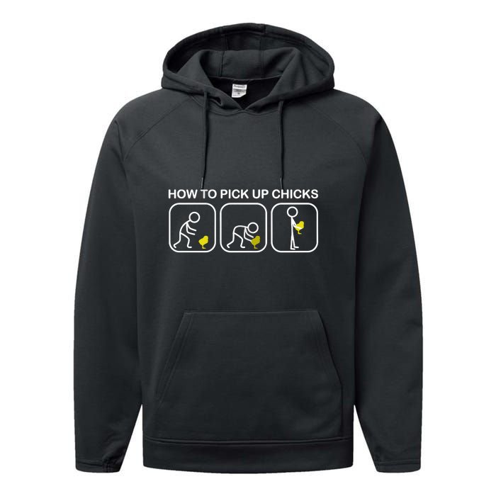 How To Pick Up Chicks Funny Performance Fleece Hoodie