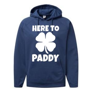 Here To Paddy Fun Irish Clover Party Gift Funny Gift Performance Fleece Hoodie