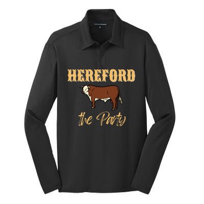 Herefords The Party Funny Cows Cattle Farm Farmer Fashion Silk Touch Performance Long Sleeve Polo