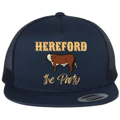 Herefords The Party Funny Cows Cattle Farm Farmer Fashion Flat Bill Trucker Hat