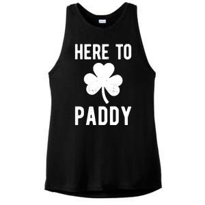 Here To Paddy St Patricks Day Ladies PosiCharge Tri-Blend Wicking Tank