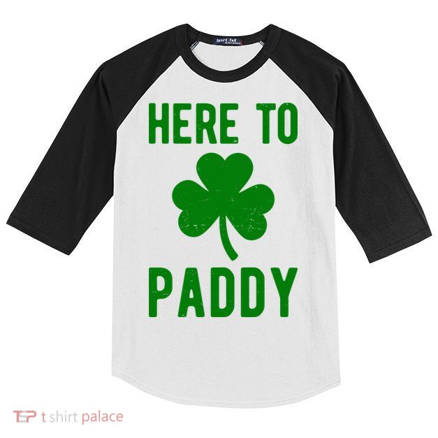 Here To Paddy St Patricks Day Kids Colorblock Raglan Jersey