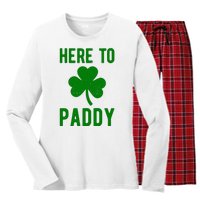 Here To Paddy St Patricks Day Women's Long Sleeve Flannel Pajama Set 