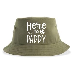 Here To Paddy Funny St Patty Day Party Cute Gift Funny Gift Sustainable Bucket Hat