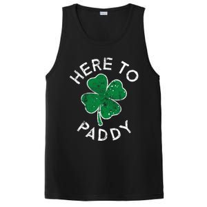 Here To Paddy Lucky Clover St Patrick's Day Distress Cute Gift PosiCharge Competitor Tank