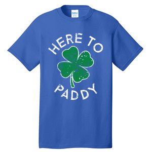 Here To Paddy Lucky Clover St Patrick's Day Distress Cute Gift Tall T-Shirt