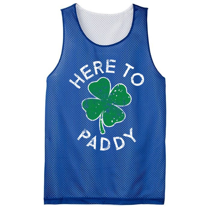 Here To Paddy Lucky Clover St Patrick's Day Distress Cute Gift Mesh Reversible Basketball Jersey Tank