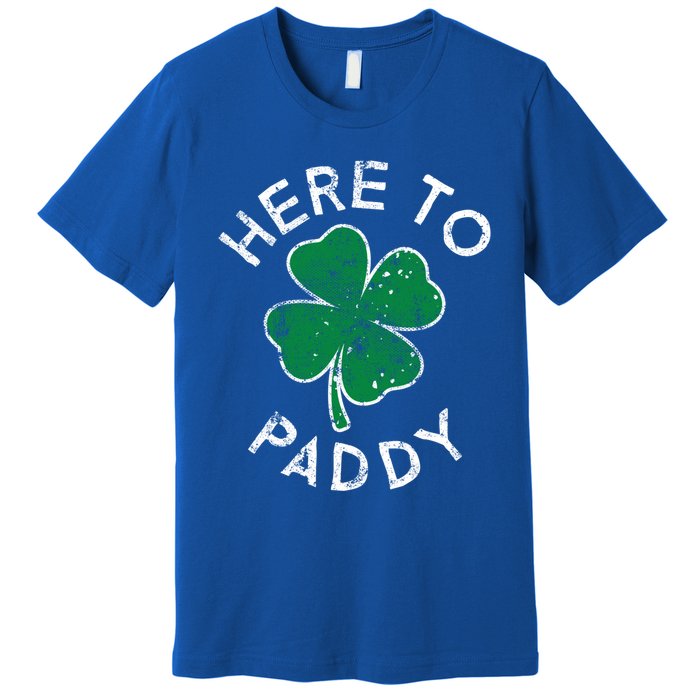 Here To Paddy Lucky Clover St Patrick's Day Distress Cute Gift Premium T-Shirt