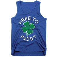 Here To Paddy Lucky Clover St Patrick's Day Distress Cute Gift Tank Top