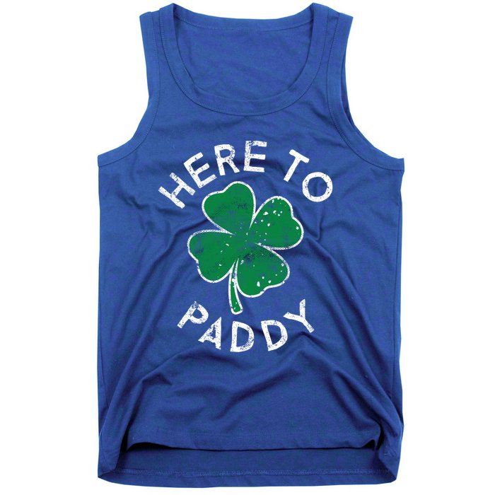 Here To Paddy Lucky Clover St Patrick's Day Distress Cute Gift Tank Top