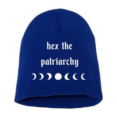 Hex The Patriarchy Feminism Witchy Moon Phase Witch Gift Short Acrylic Beanie