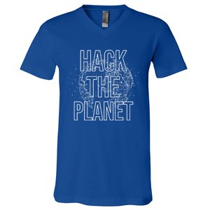 Hack The Planet Coder Gift V-Neck T-Shirt