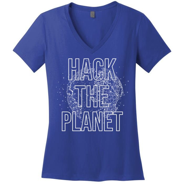 Hack The Planet Coder Gift Women's V-Neck T-Shirt