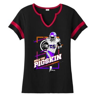 Hold The Pigskin Ladies Halftime Notch Neck Tee