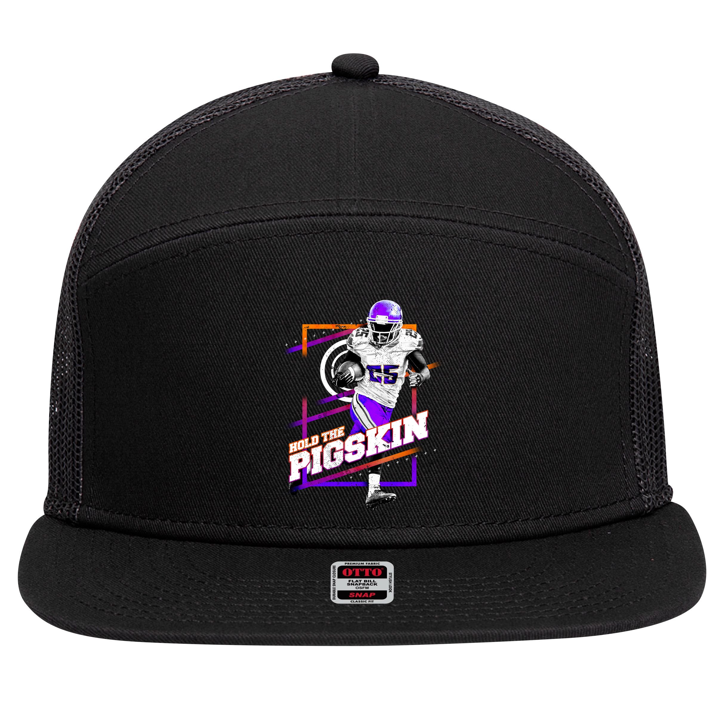 Hold The Pigskin 7 Panel Mesh Trucker Snapback Hat