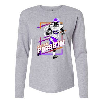 Hold The Pigskin Womens Cotton Relaxed Long Sleeve T-Shirt