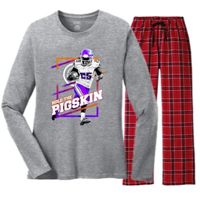 Hold The Pigskin Women's Long Sleeve Flannel Pajama Set 