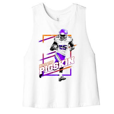 Hold The Pigskin Women's Racerback Cropped Tank