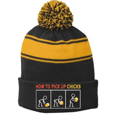 How To Pick Up Chicks Cute Pick Chicks Stripe Pom Pom Beanie