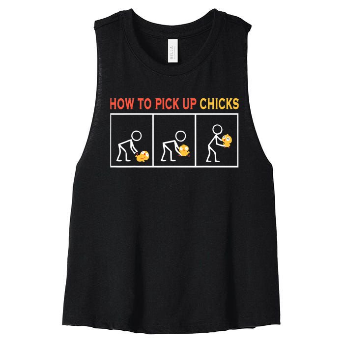 How To Pick Up Chicks Cute Pick Chicks Women's Racerback Cropped Tank