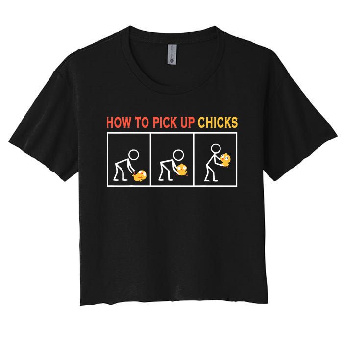 How To Pick Up Chicks Cute Pick Chicks Women's Crop Top Tee