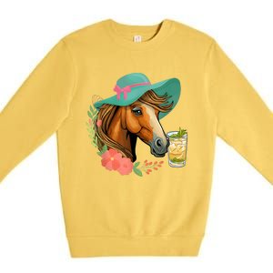 Horse Tea Party Horses Horseman Equestrian Riding Premium Crewneck Sweatshirt