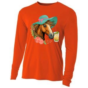 Horse Tea Party Horses Horseman Equestrian Riding Cooling Performance Long Sleeve Crew