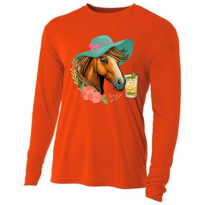 Horse Tea Party Horses Horseman Equestrian Riding Cooling Performance Long Sleeve Crew