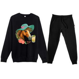 Horse Tea Party Horses Horseman Equestrian Riding Premium Crewneck Sweatsuit Set