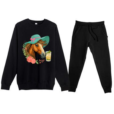 Horse Tea Party Horses Horseman Equestrian Riding Premium Crewneck Sweatsuit Set