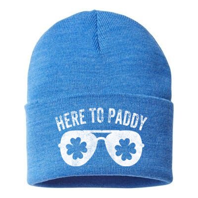 Here To Paddy St Patrick's Day Cute Funny St Paddy's Outfit Great Gift Sustainable Knit Beanie